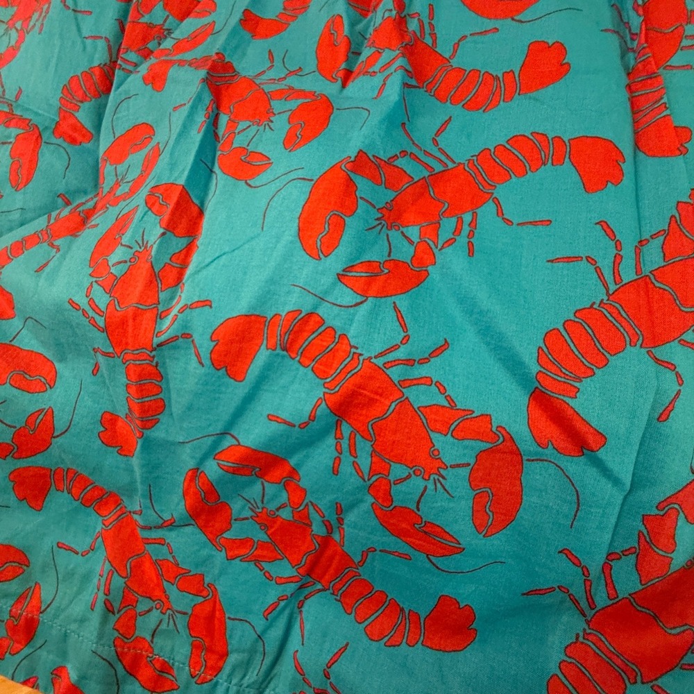 J. Crew Sun Dress Womens 10 Blue Red Lobster Print Bow Back Midi Maxi Coastal - Picture 2 of 13